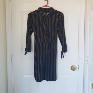 Navy & yellow pinstriped dress